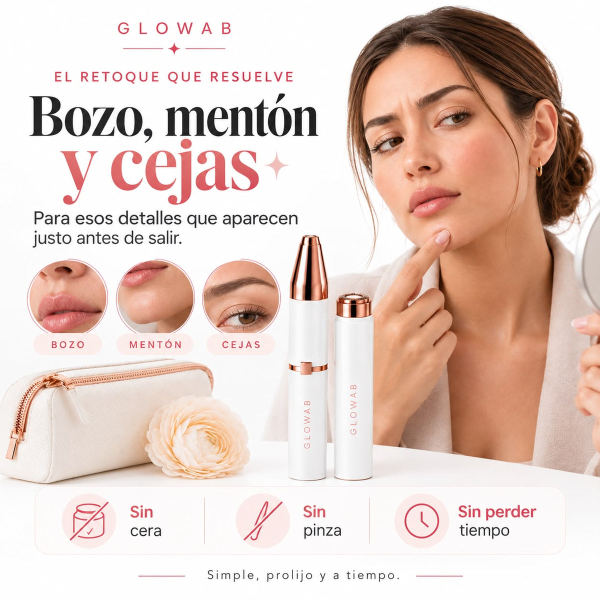 GLOWAB Perfect Pro Depiladora 2x1 Facial y Corporal