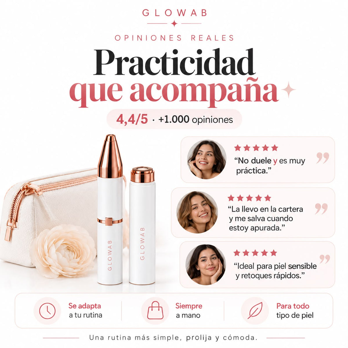 GLOWAB Perfect Pro Depiladora 2x1 Facial y Corporal