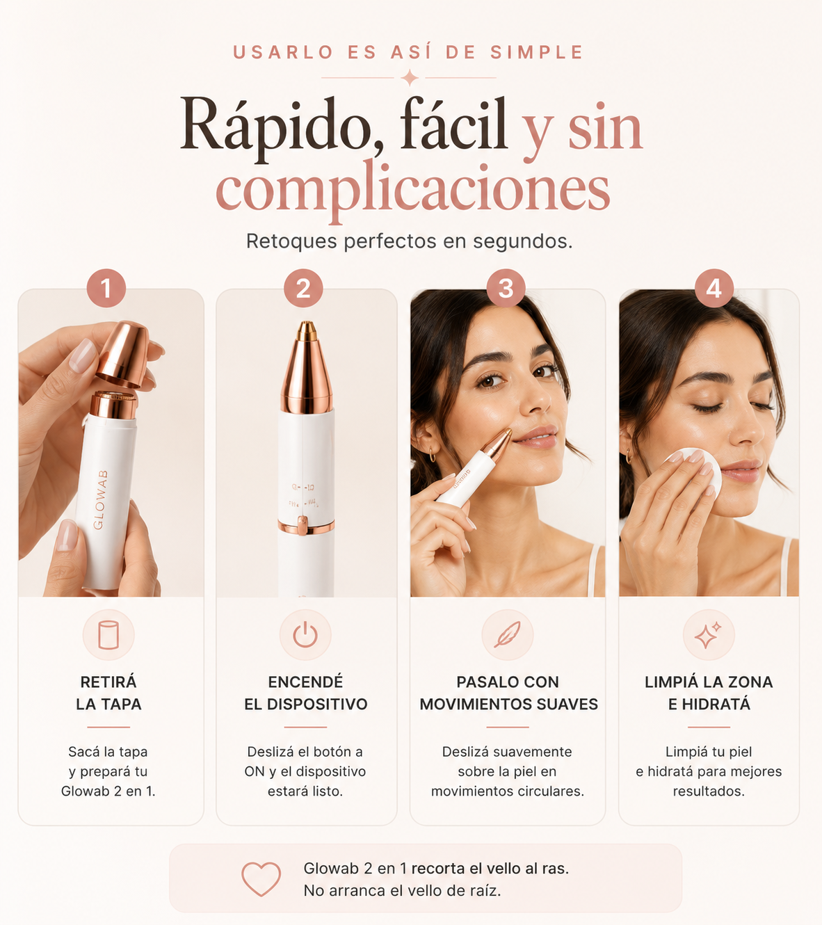 GLOWAB Perfect Pro Depiladora 2x1 Facial y Corporal
