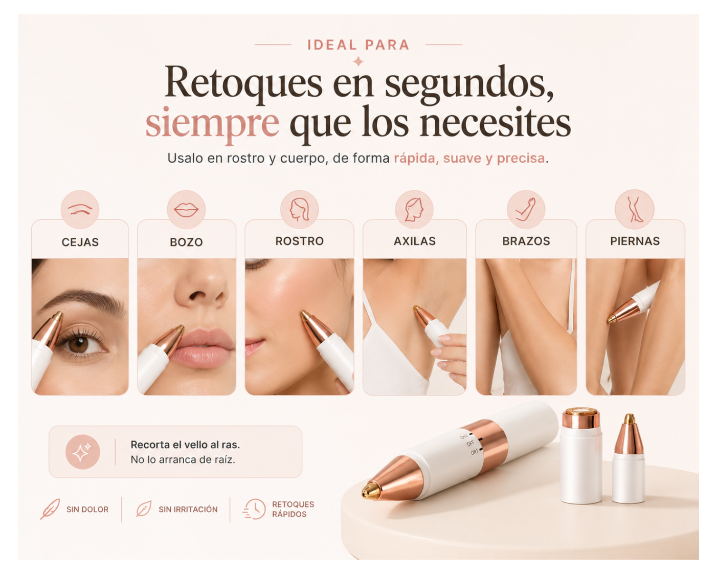 GLOWAB Perfect Pro Depiladora 2x1 Facial y Corporal