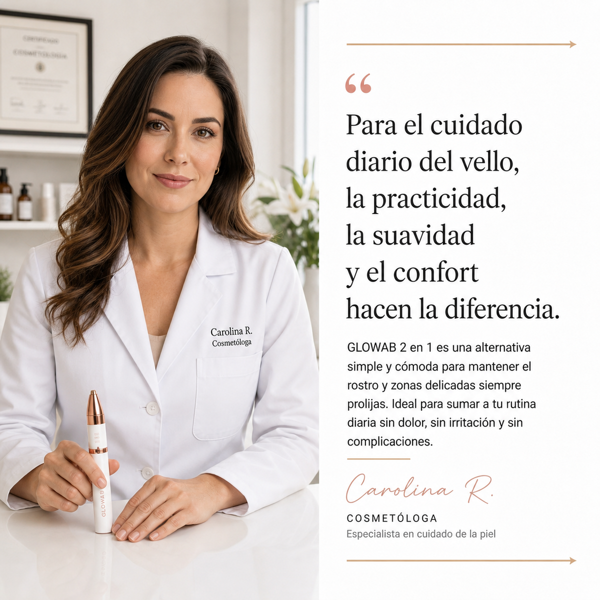 GLOWAB Perfect Pro Depiladora 2x1 Facial y Corporal