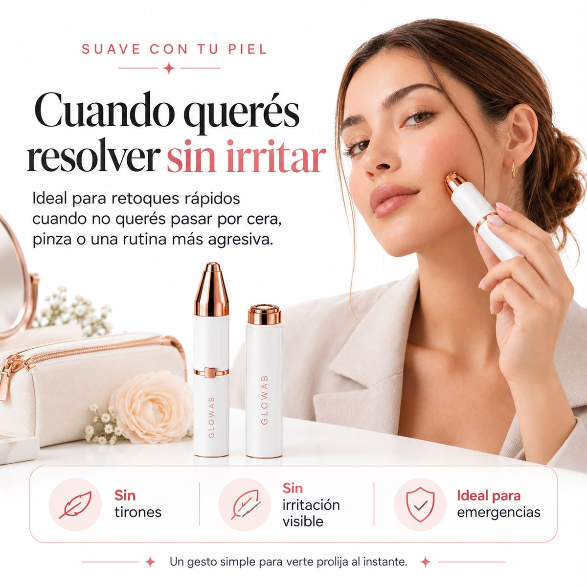 GLOWAB Perfect Pro Depiladora 2x1 Facial y Corporal